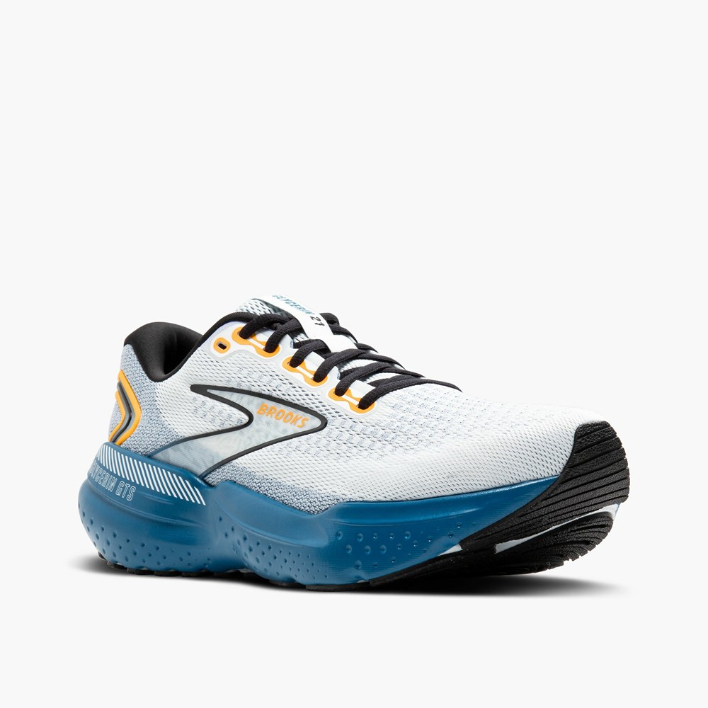 Chaussure Running Brooks Glycerin GTS 21 Blanche Bleu Orange Homme | BCF-4767728